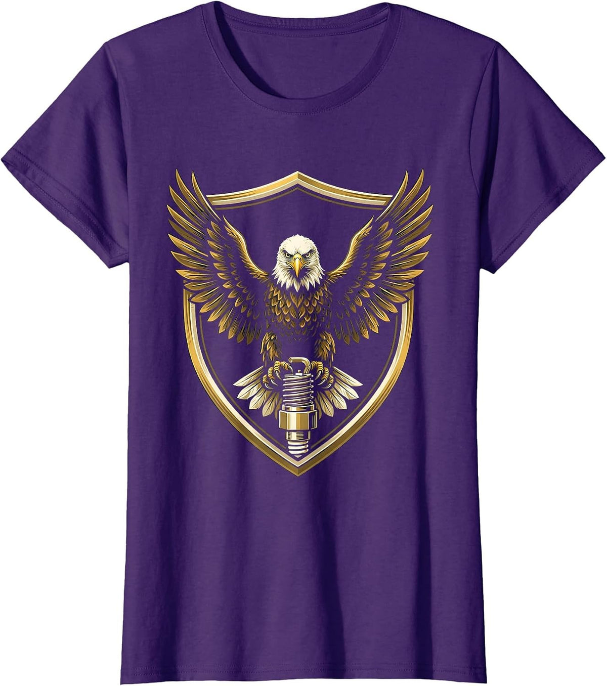 Women's Valley Forge Automotive Bald Eagle Spark Plug T-Shirt - Purple