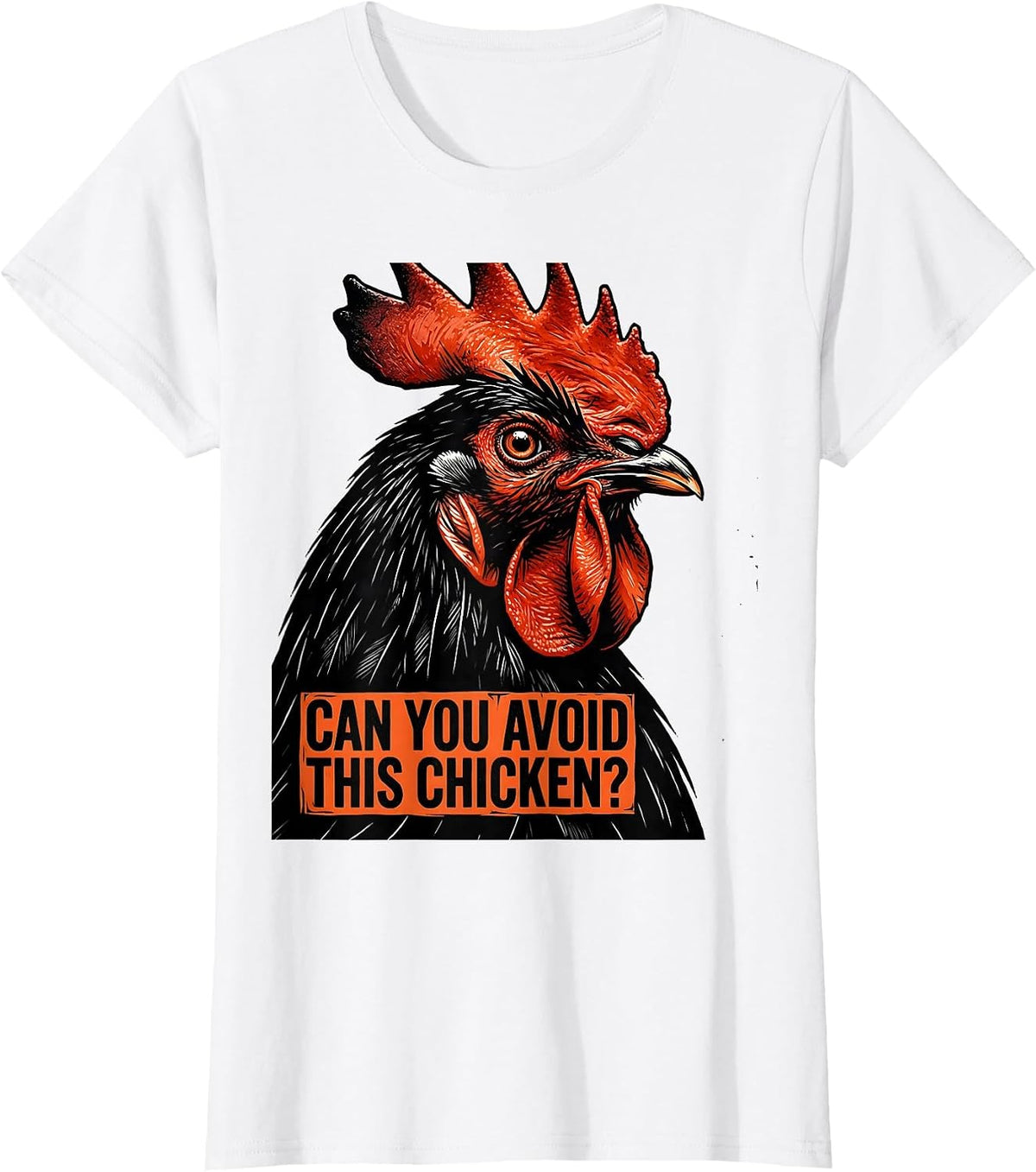 Can You Avoid This Chicken Funny Chicken Lover Linocut T-Shirt - White