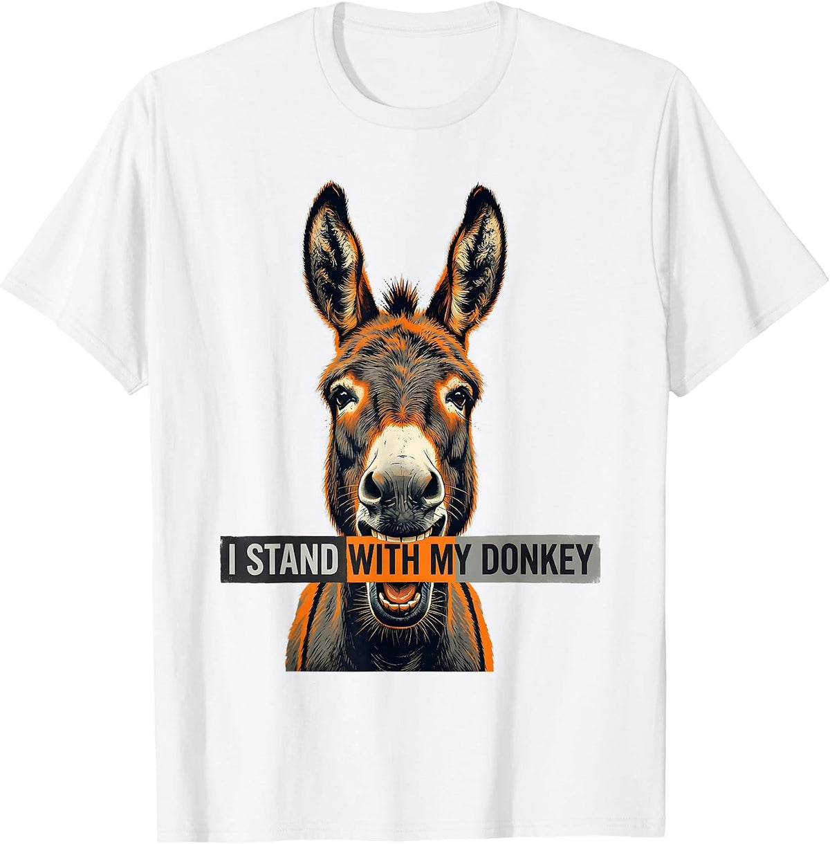 Men's I Stand With My Donkey Funny Donkey Mask Animal Lover Humor T-Shirt - White