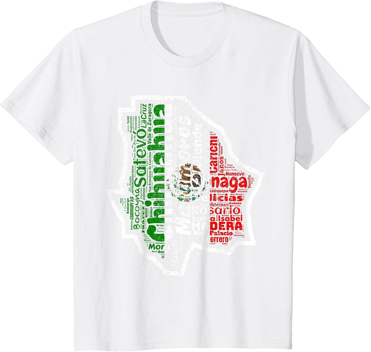Chihuahua Mexico Mapa Bandera Mexicana State T-Shirt - White
