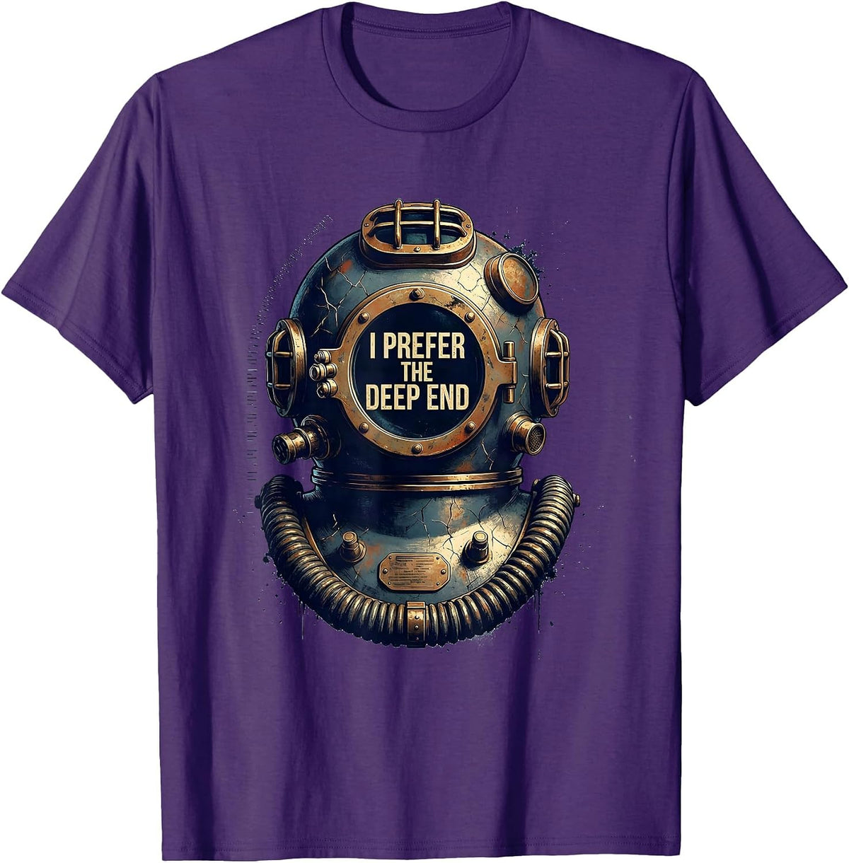 Men's I Prefer The Deep End Distressed Scuba Diving Diver Humor T-Shirt - Purple