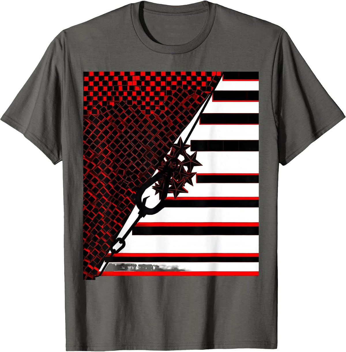 Angular Climbing Hook Skilled Trades Worker Patriotic Pride T-Shirt - Asphalt Grey