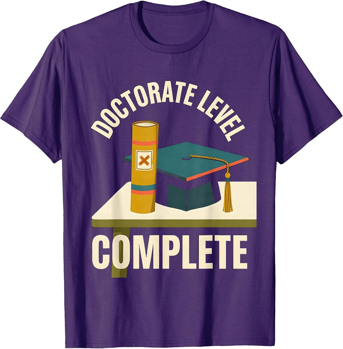 Doctorate Level Complete Midcentury Modern Graduation Humor T-Shirt - Purple