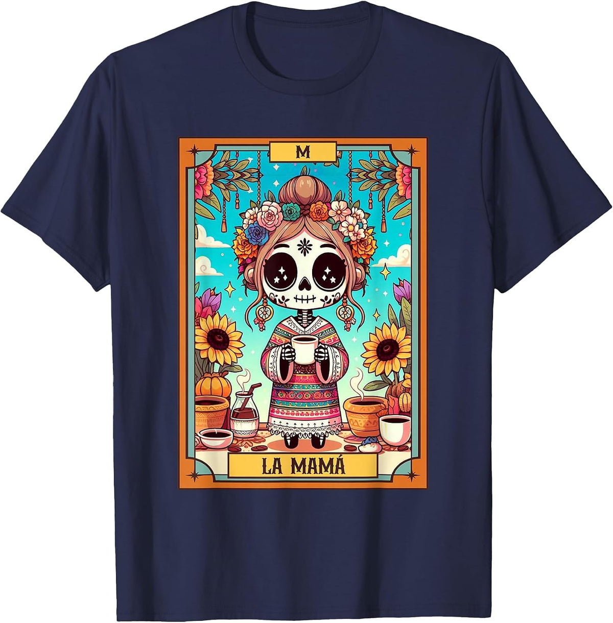 Mexican Mom Latina Spanish Mother’s Day La Mama Tarot Card T-Shirt - Navy Blue