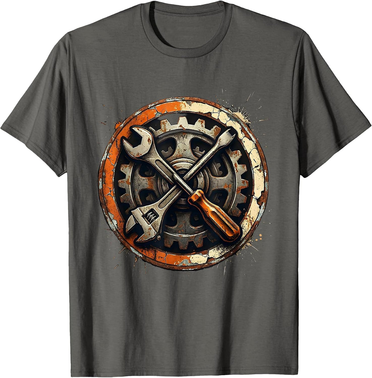 Men's Wrench Screwdriver Gear Mechanic Graphic T-Shirt - Asphalt Grey