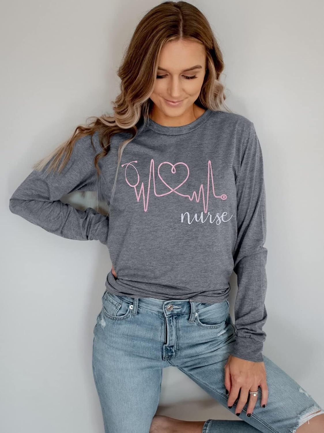 SFHFY Nurse Shirts Women: Nurse Life T-Shirt Casual Heartbeat Graphic Tee - size chart