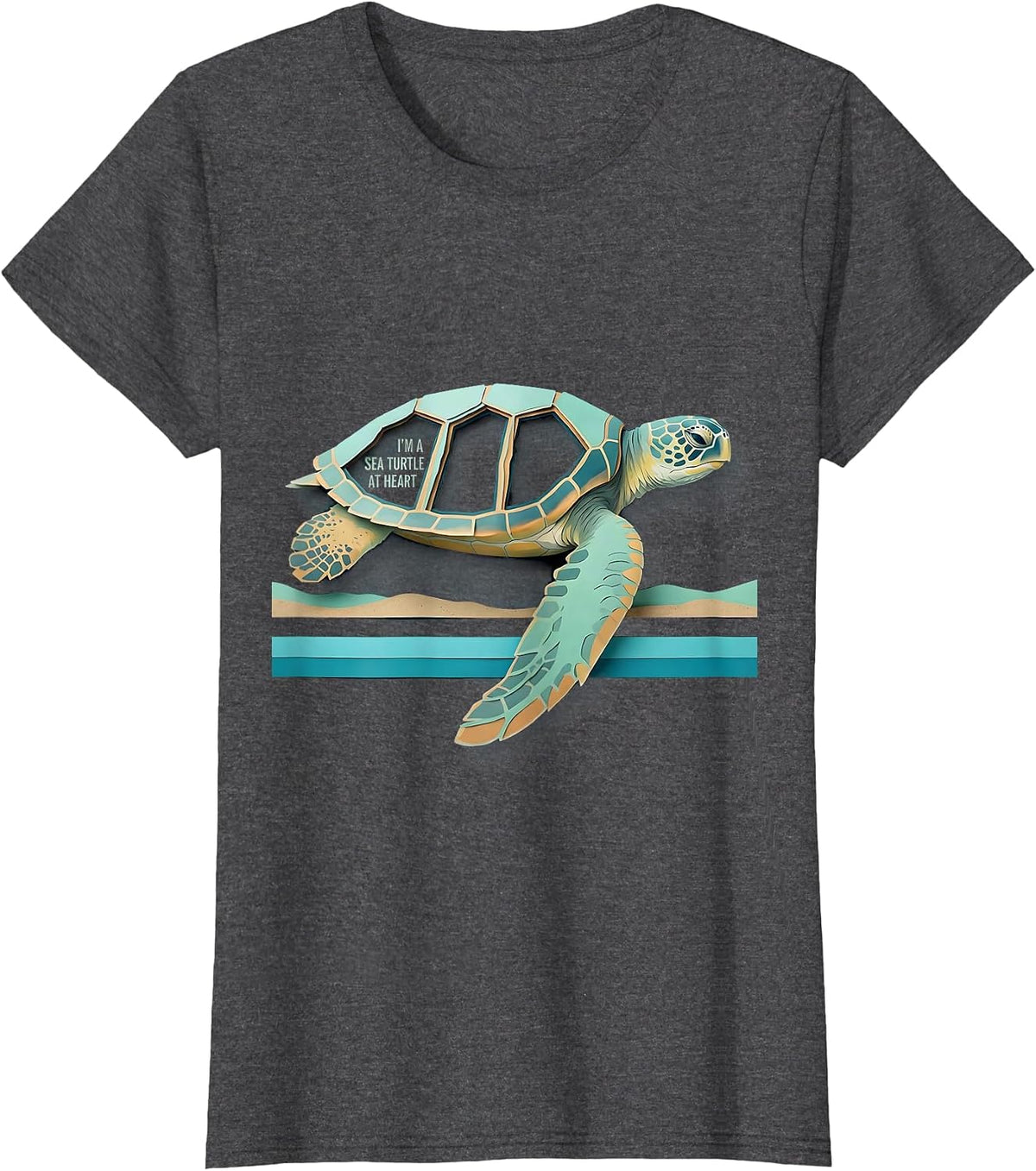 Women's I’m A Sea Turtle At Heart Funny Sea Turtle Lover Ocean T-Shirt - Dark Heather Grey