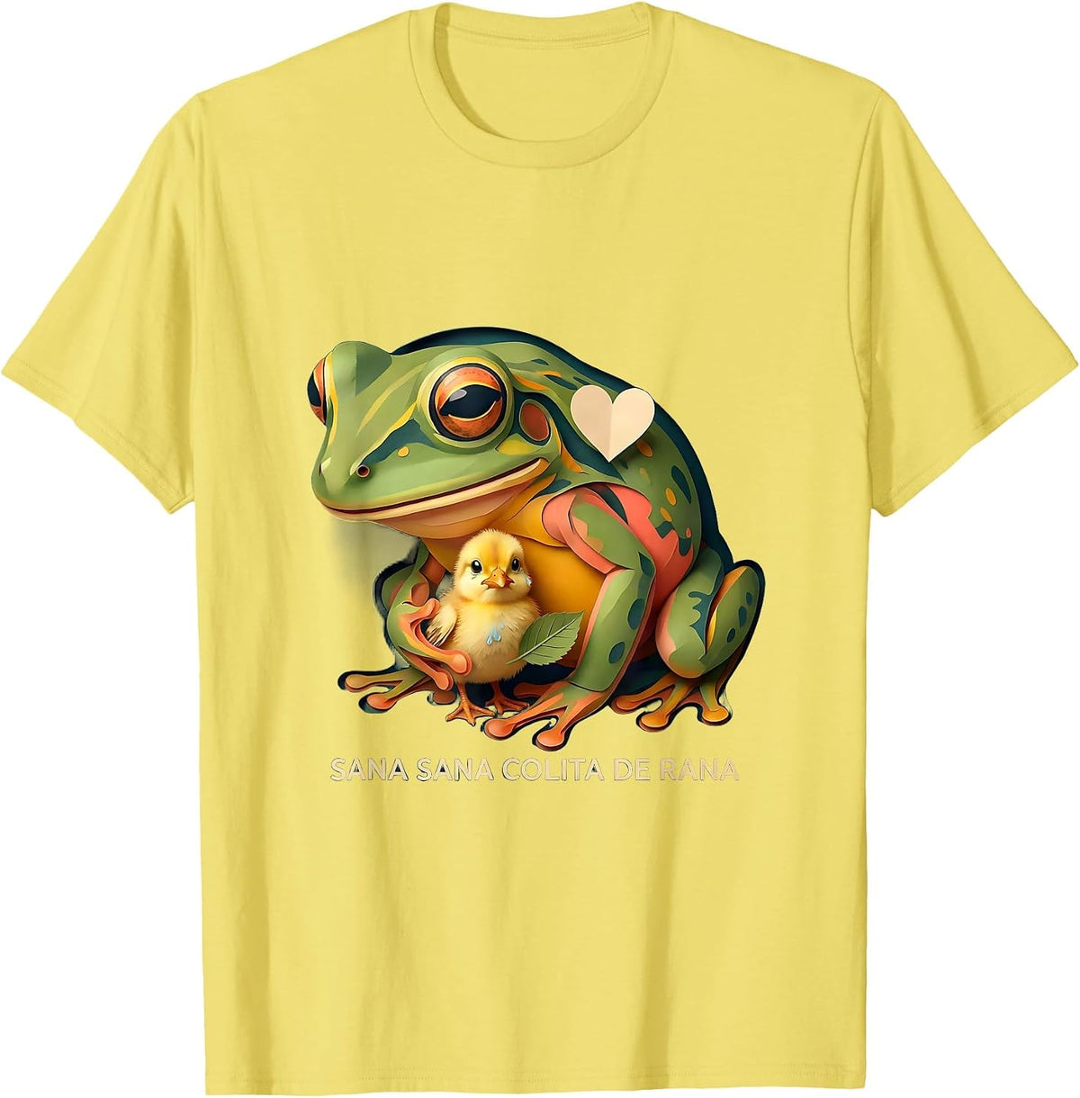 Men's Sana Sana Colita De Rana Cute Mexican Nurse Spanish Playera T-Shirt - Lemon Yellow