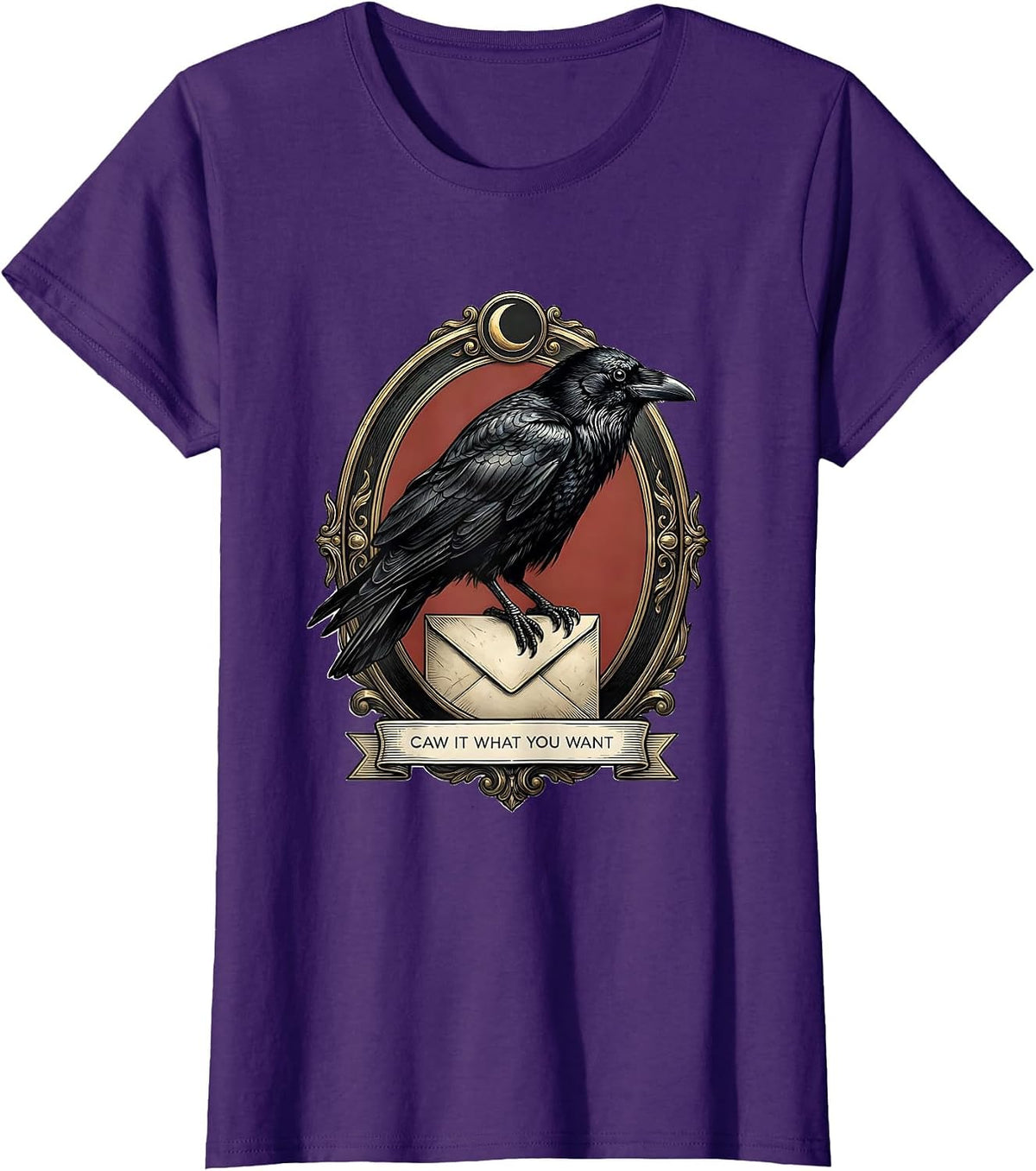 Women's Caw It What You Want Gothic Crow Raven Halloween Humor T-Shirt - Purple