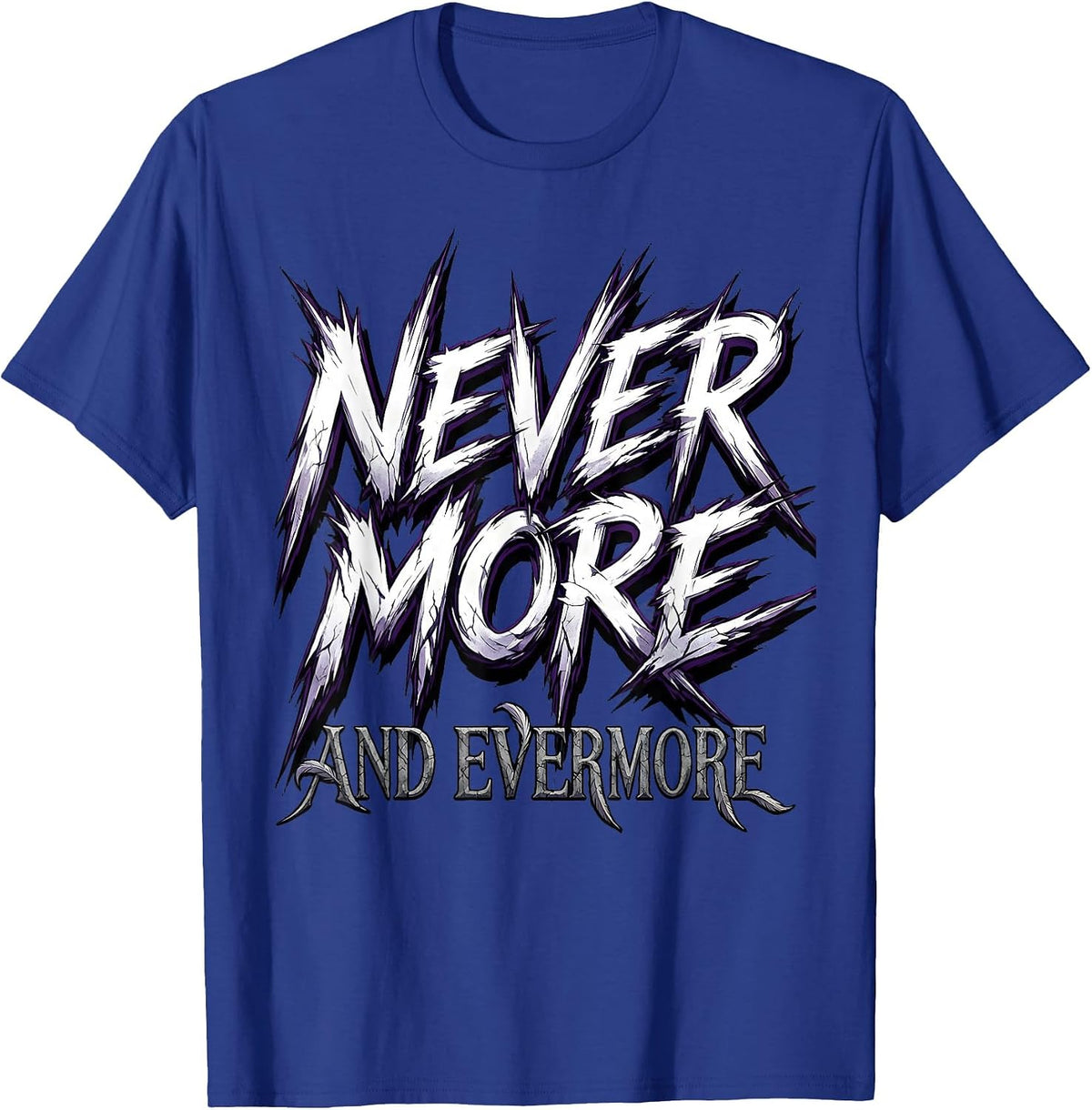 Men's Nevermore Evermore Gothic Raven Halloween Design T-Shirt - Royal Blue