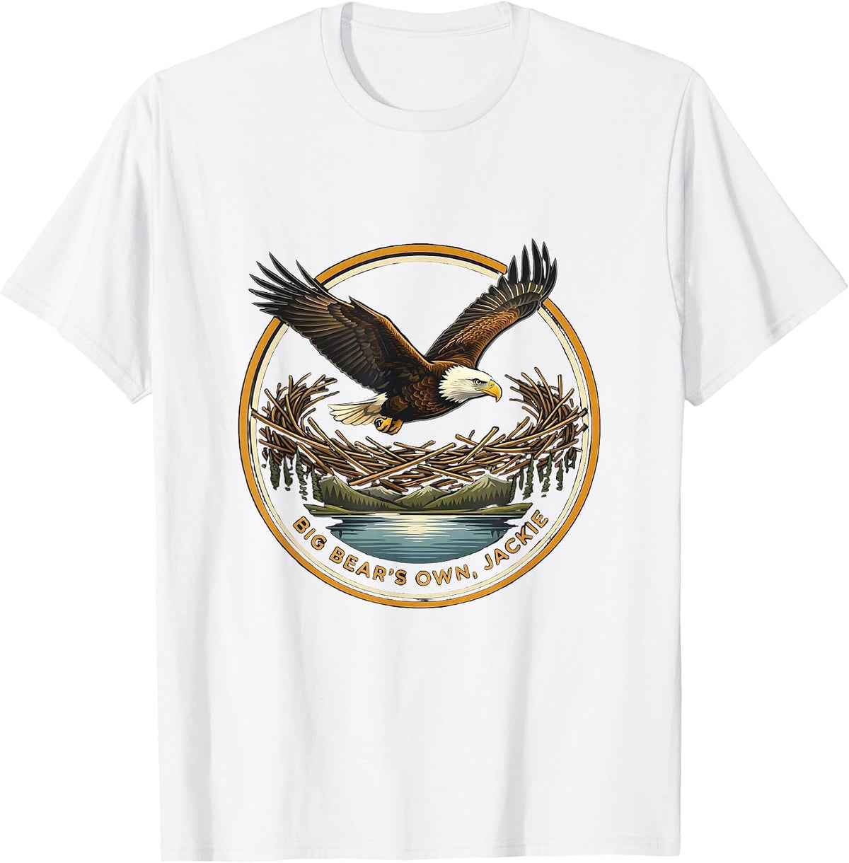 Men's Big Bear's Own Jackie Eagle Memorial Tribute Wildlife T-Shirt - White