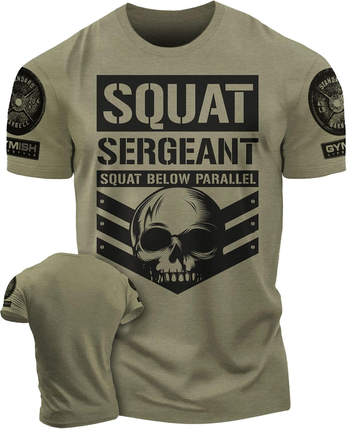 Workout Shirts for Men, Squat Sergeant Squat Below Parallel Gym Shirt, Funny Lifting T-Shirt - 2. Squat Sergeant Military
