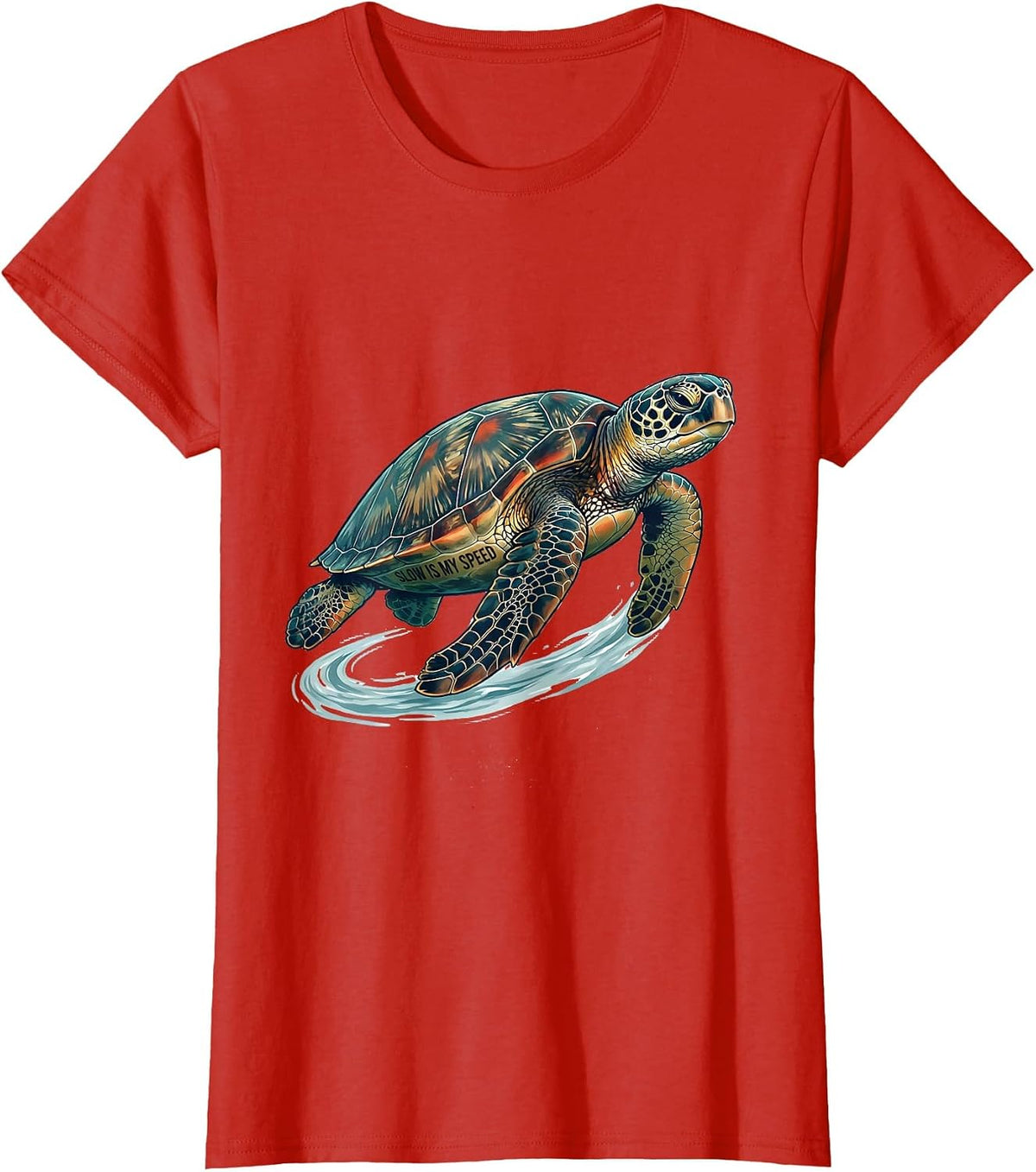 Women's Slow Is My Speed Cute Sea Turtle Ocean Animal Lover T-Shirt - Red