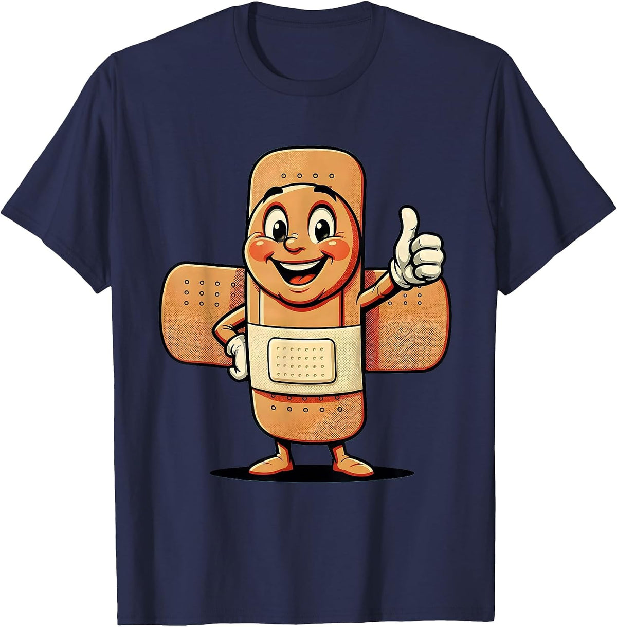 Men's School Nurse Bandage on Scraped Knee Graphic T-Shirt - Navy Blue