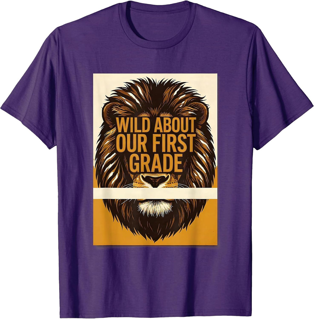 Wild About Our First Grade Animal Print Teacher Student Back T-Shirt - Purple