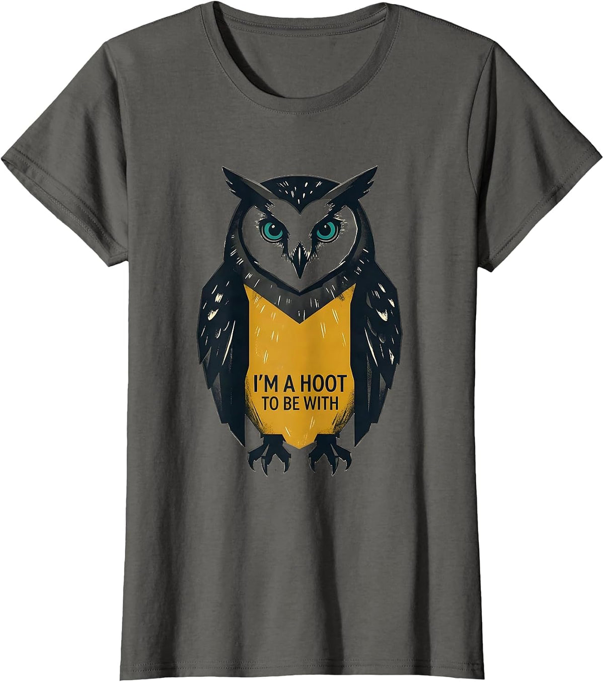 Women's I'm A Hoot To Be With Midcentury Modern Owl Lover Humor T-Shirt - Asphalt Grey
