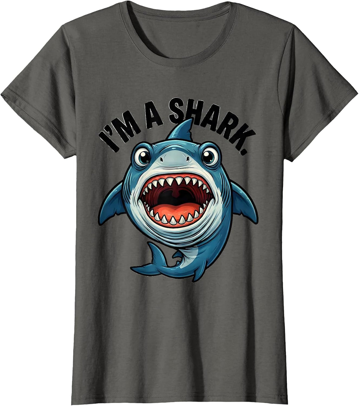 Women's I'm A Shark Cartoon Shark Lover Halloween Costume T-Shirt - Asphalt Grey
