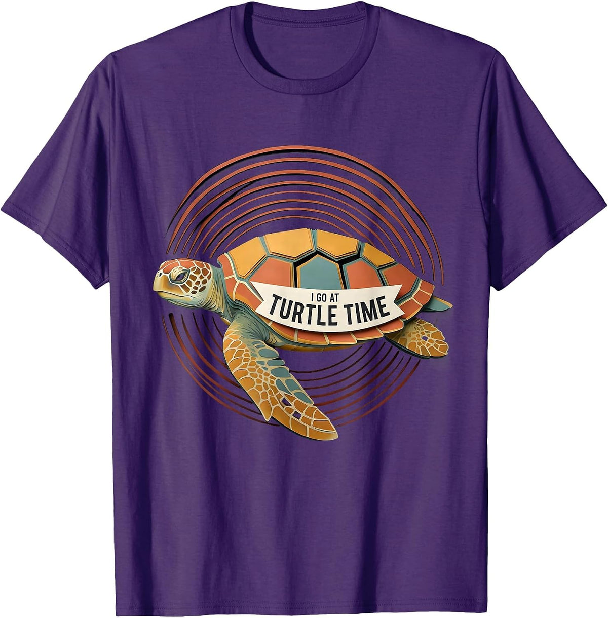 I Go At Turtle Time Paper Cutout Sea Turtle Ocean Animal T-Shirt - Purple