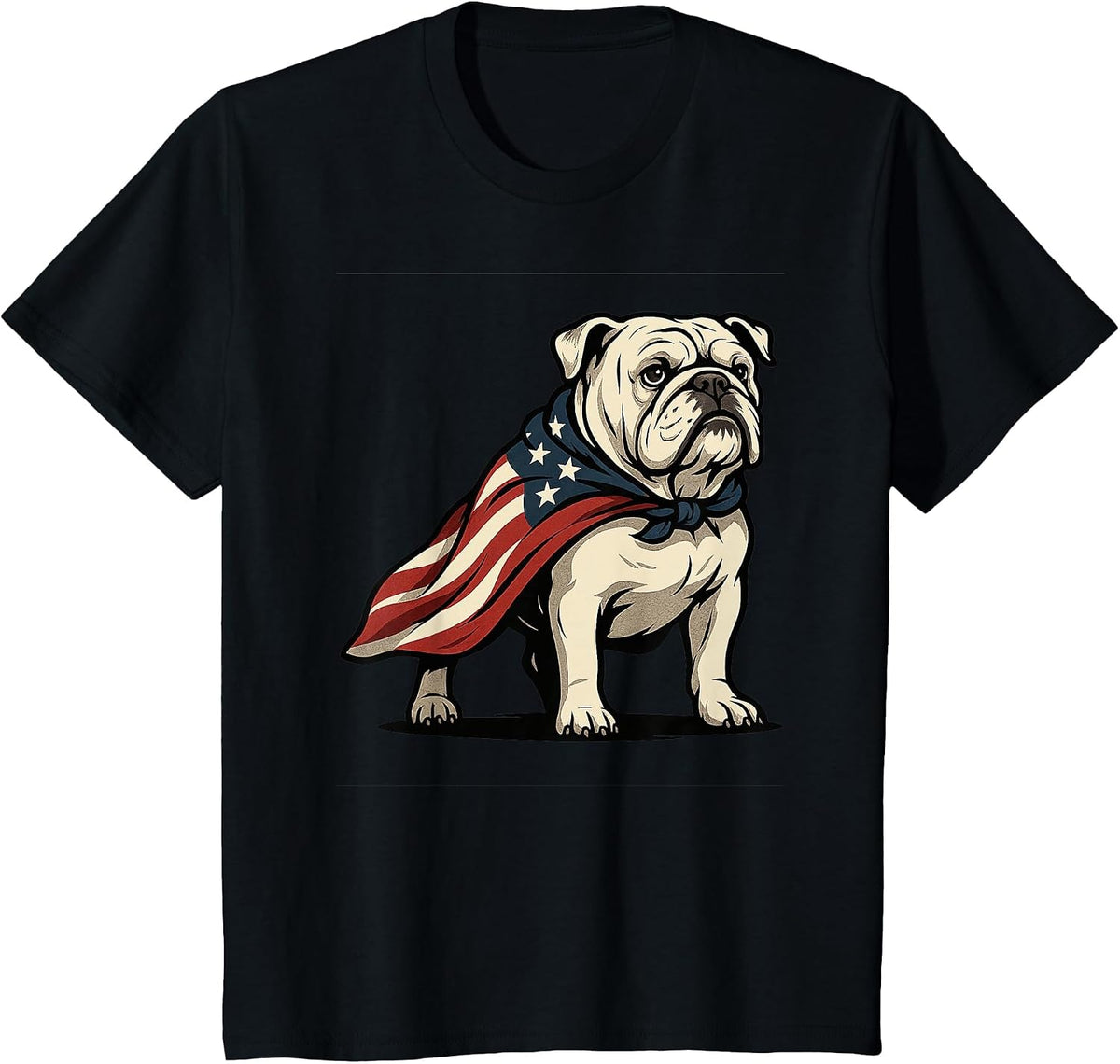Patriotic Bulldog 4th of July Funny Dog Lover American Flag T-Shirt - Black