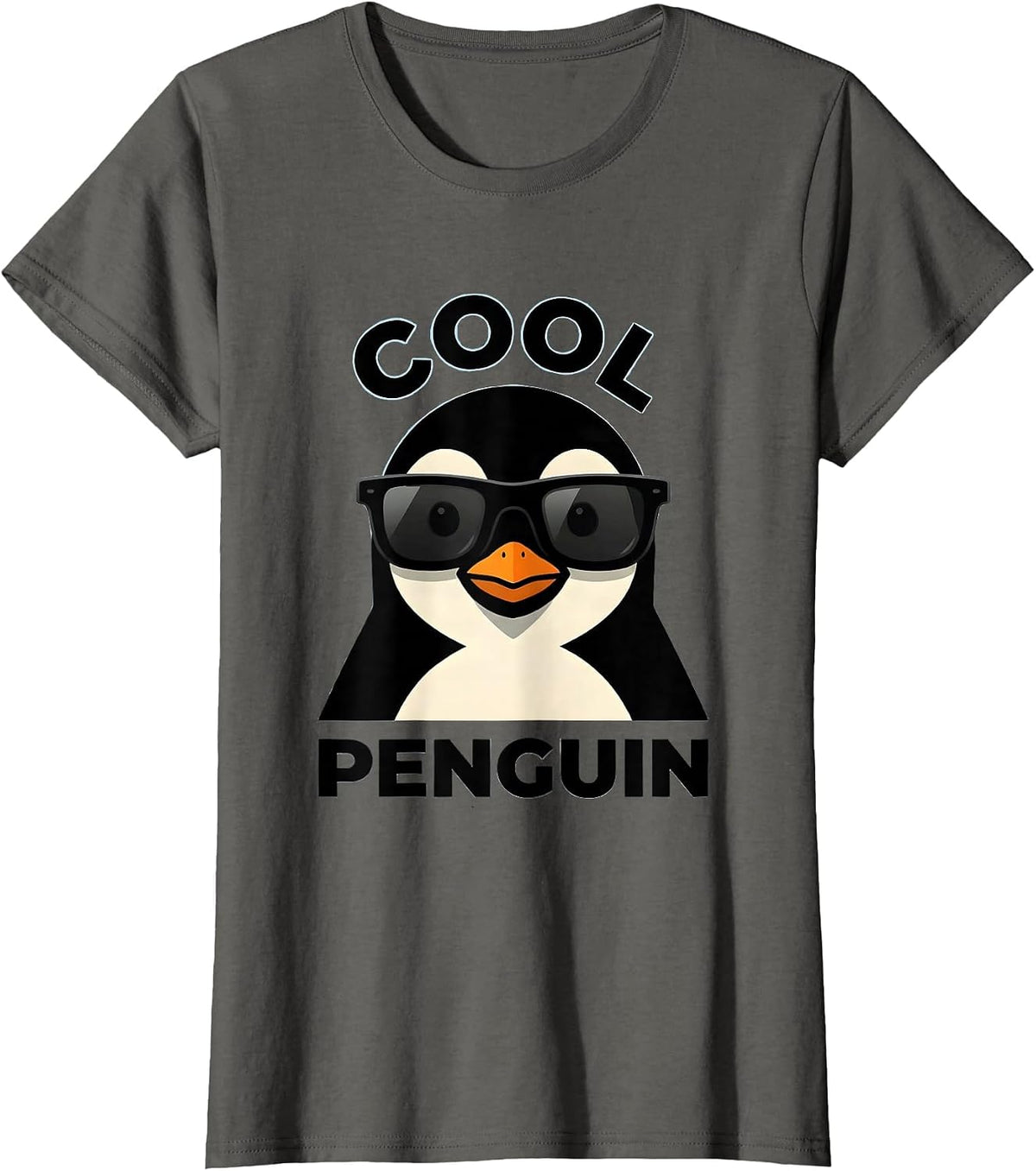 Women's Cool Penguin Mascot Logo Funny Animal Humor Novelty T-Shirt - Asphalt Grey