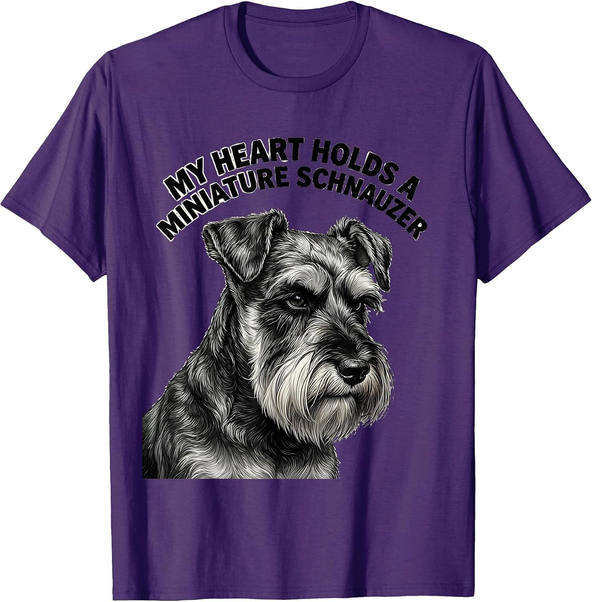 Men's My Heart Holds A Miniature Schnauzer Funny Dog Lover Gift T-Shirt - Purple