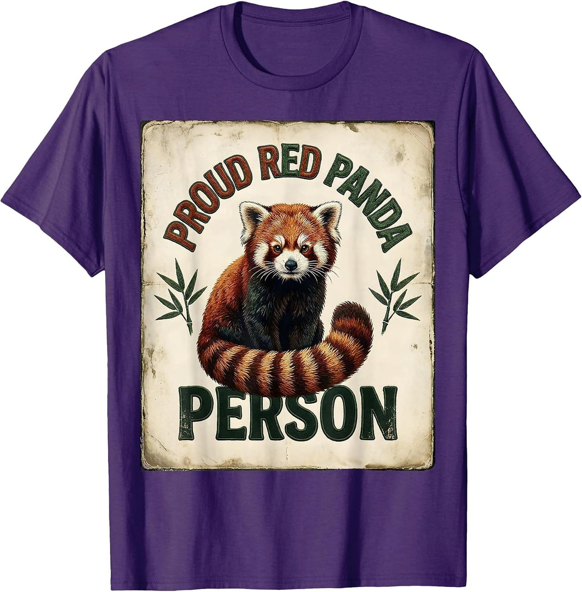 Proud Red Panda Person Vintage Cute Humor Animal Lover Gift T-Shirt - Purple