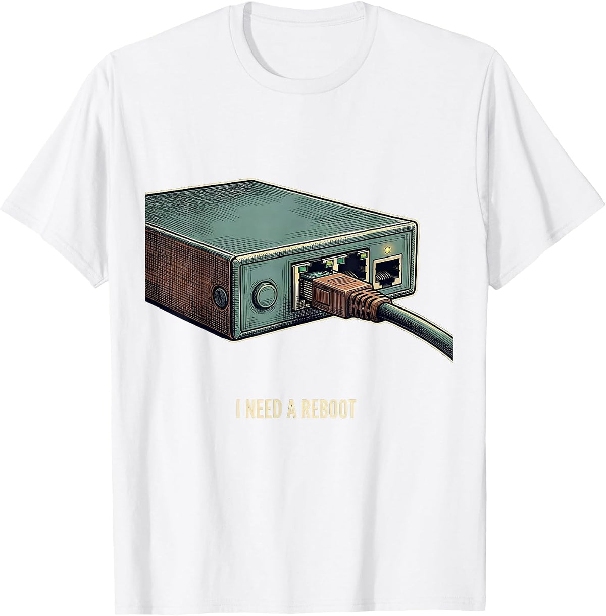 Men's I NEED A REBOOT Vintage Sarcastic Skilled Trades Tech Worker T-Shirt - White
