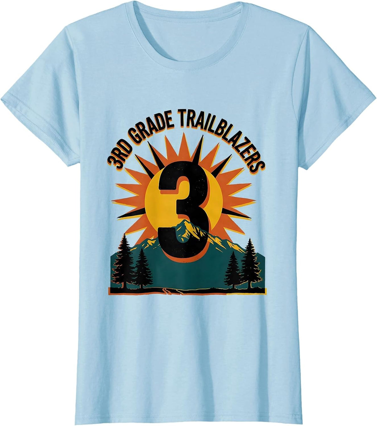 3rd Grade Trailblazers Back To School Grade Level Adventure T-Shirt - Baby Blue