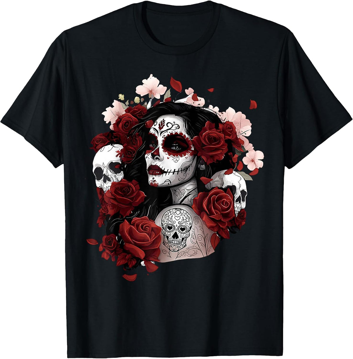 Dia De Los Muertos Mexican Day of the Dead Sugar Skull T-Shirt - Black