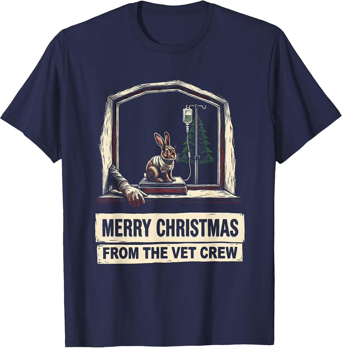 Merry Christmas From The Vet Crew Funny Vet Tech Crew T-Shirt - Navy Blue