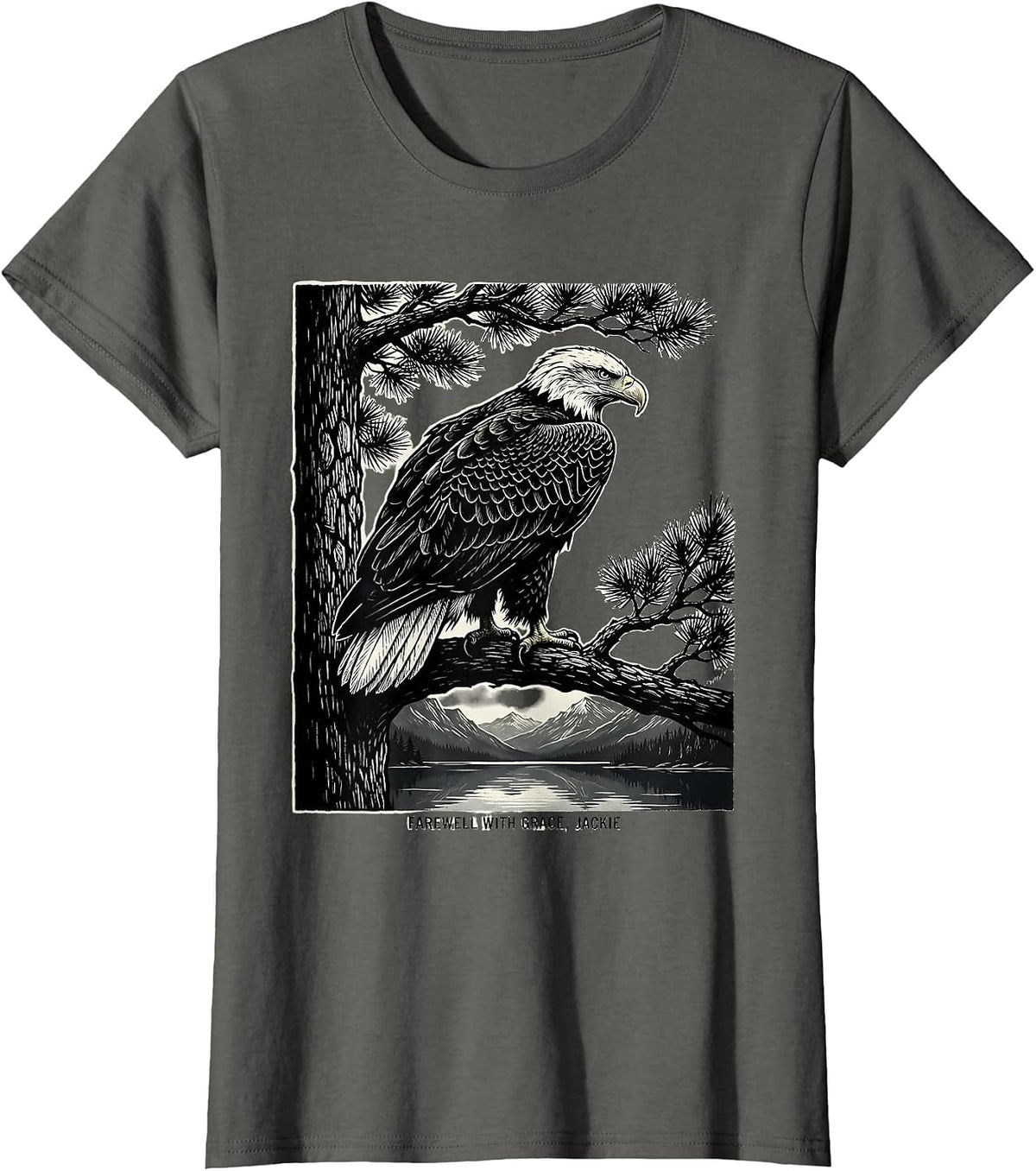 Women's Farewell With Grace Jackie Memorial Tribute Bald Eagle T-Shirt - Asphalt Grey