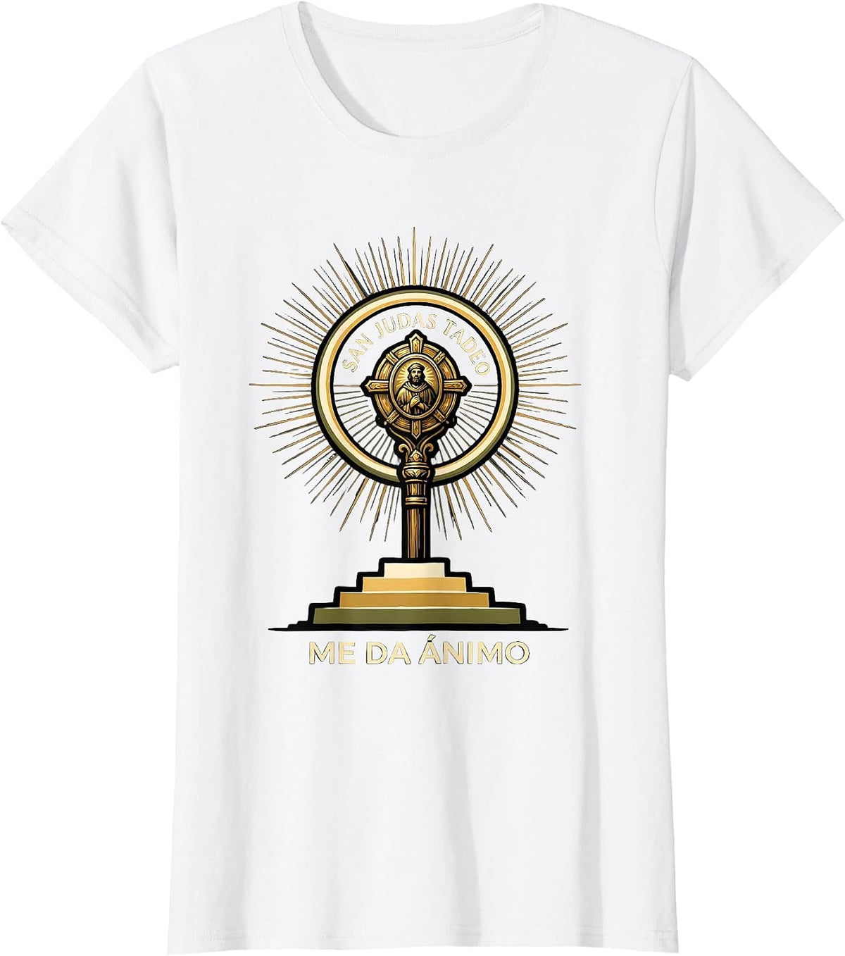 Women's San Judas Tadeo Me Da Ánimo Spanish Faith Gift T-Shirt - White
