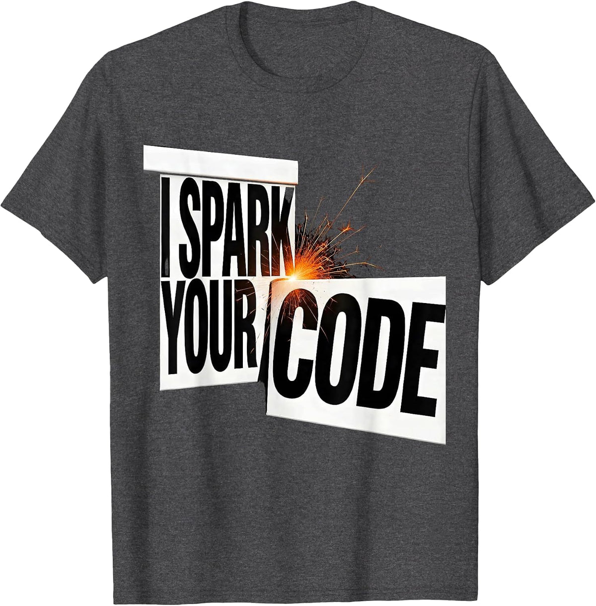 I Spark Your Code Funny Couples Halloween Matching T-Shirt - Dark Heather Grey