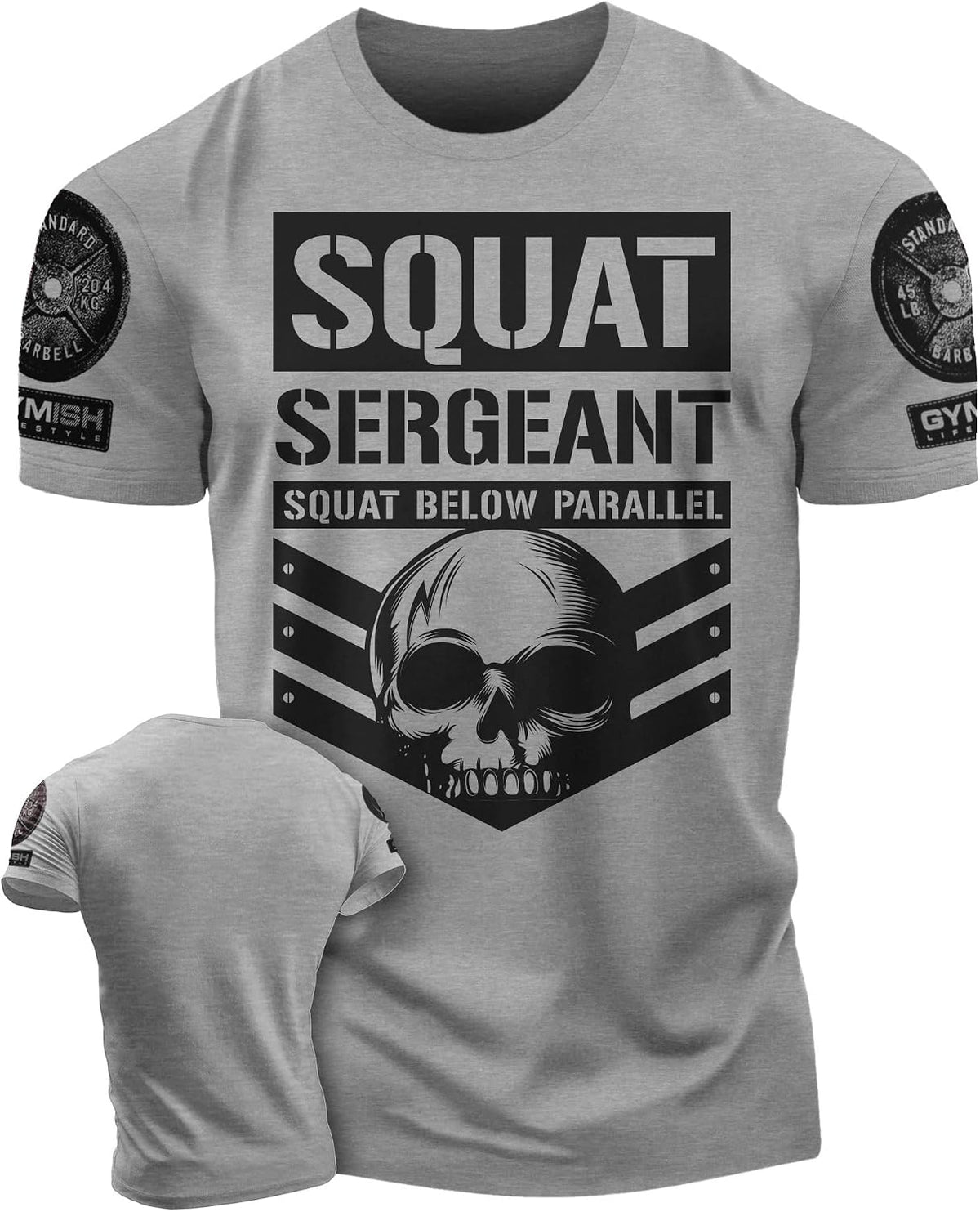Workout Shirts for Men, Squat Sergeant Squat Below Parallel Gym Shirt, Funny Lifting T-Shirt - 3. Squat Sergeant Grey Branded