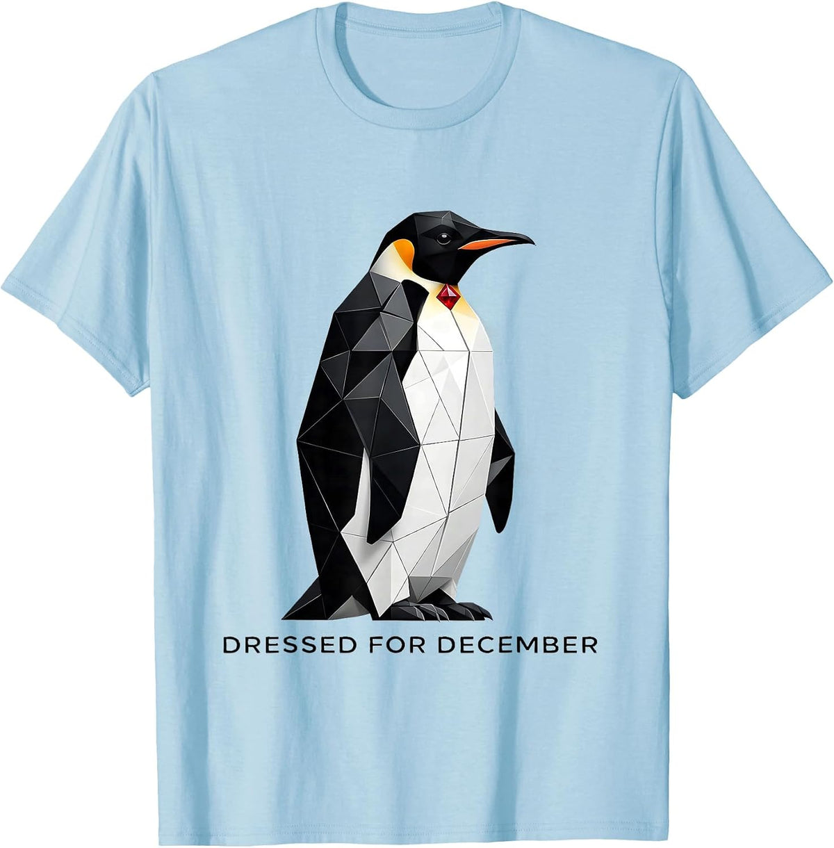 Men's Dressed For December Geometric Penguin Lover Christmas T-Shirt - Baby Blue