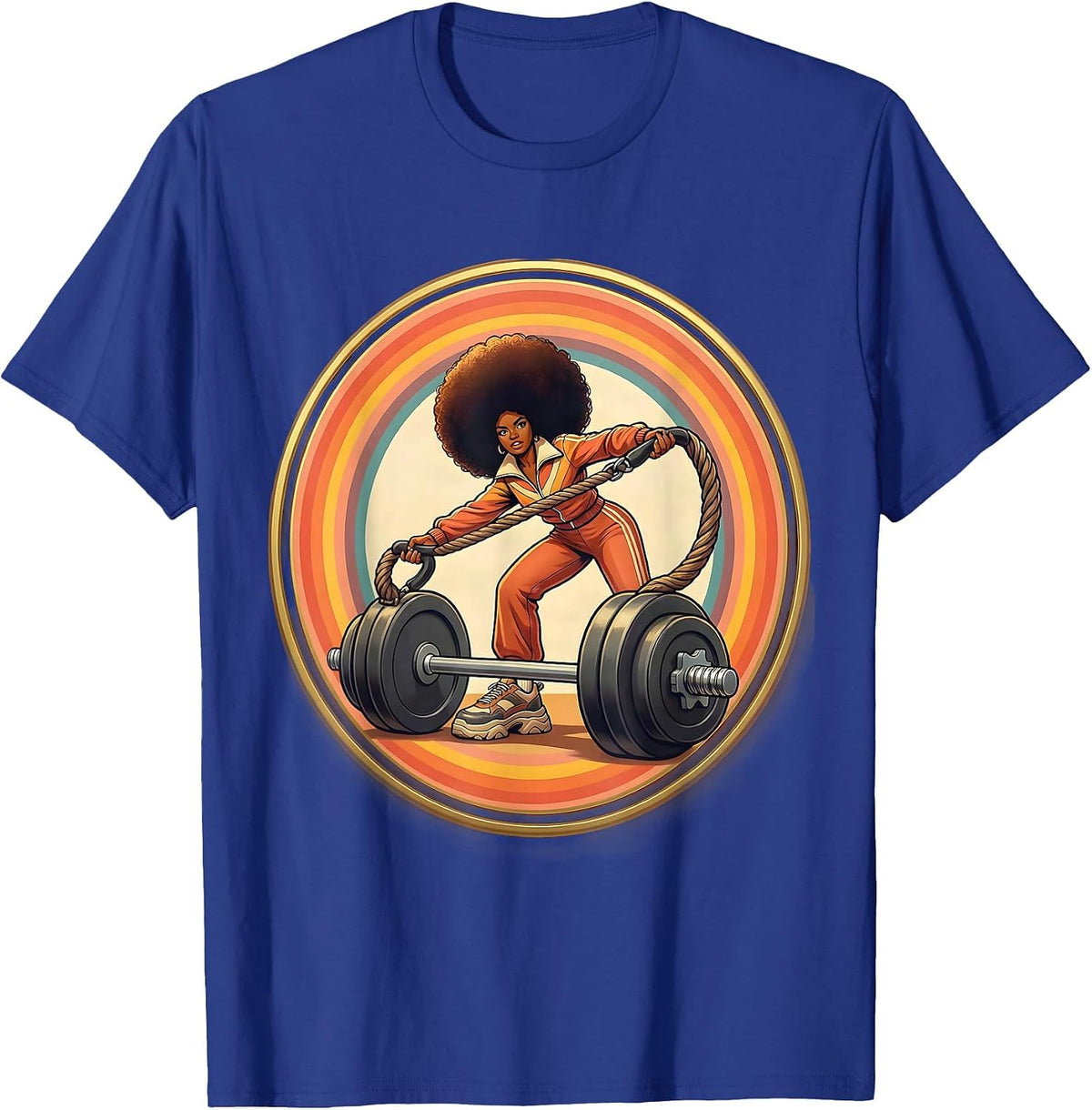 Tiny Gym Lover Walking Giant Dumbbell On Leash T-Shirt - Royal Blue