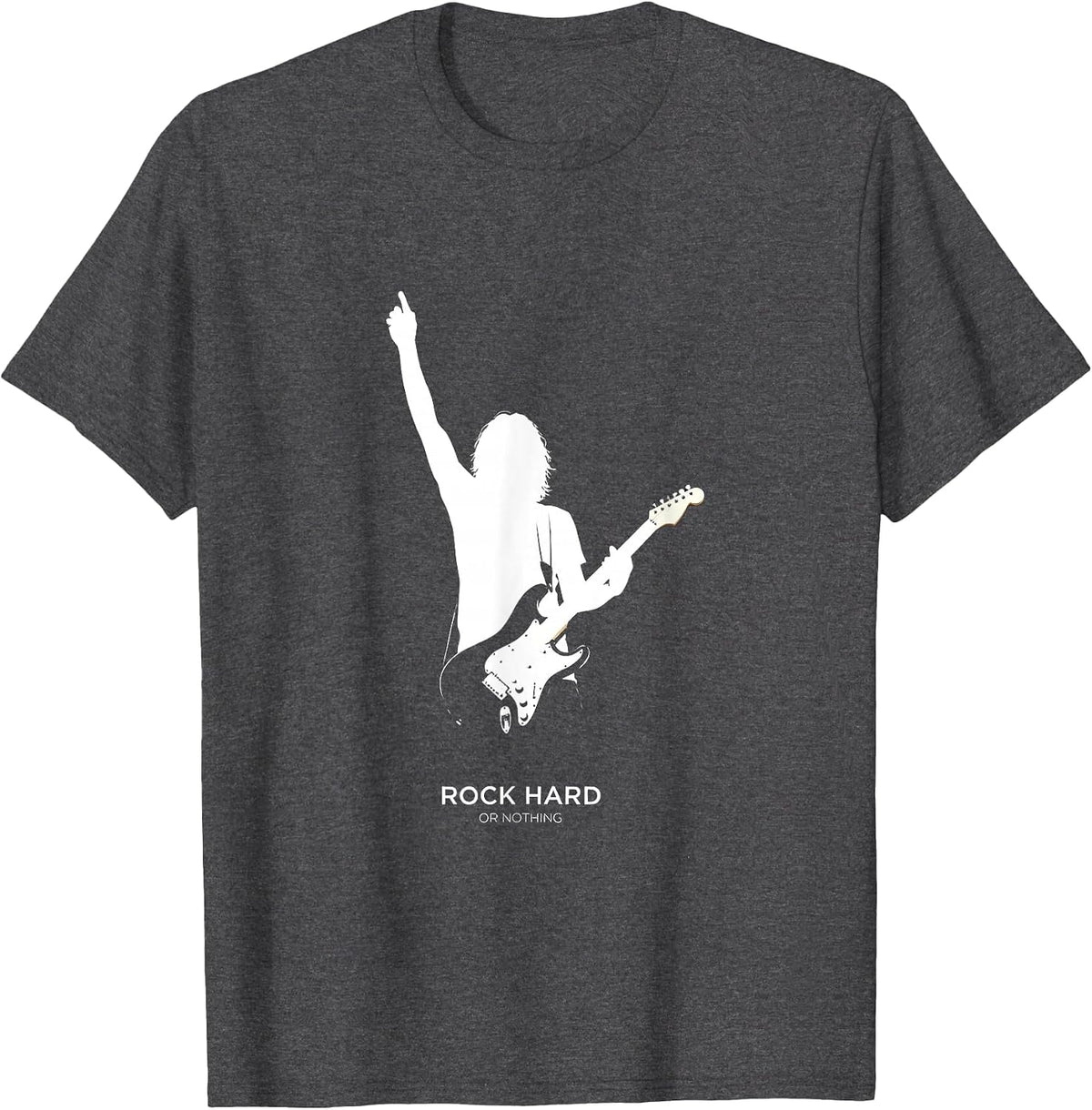 Rock Hard Or Nothing Bold Rock Band Design T-Shirt - Dark Heather Grey