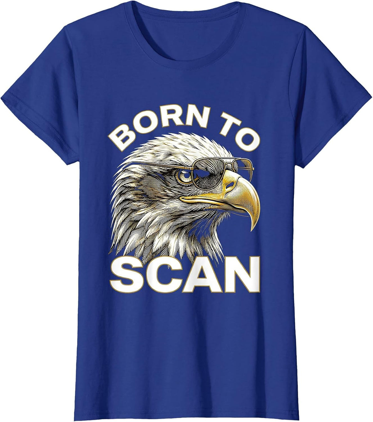 Women's Born To Scan Op Art Bald Eagle Wildlife Lover Pride T-Shirt - Royal Blue