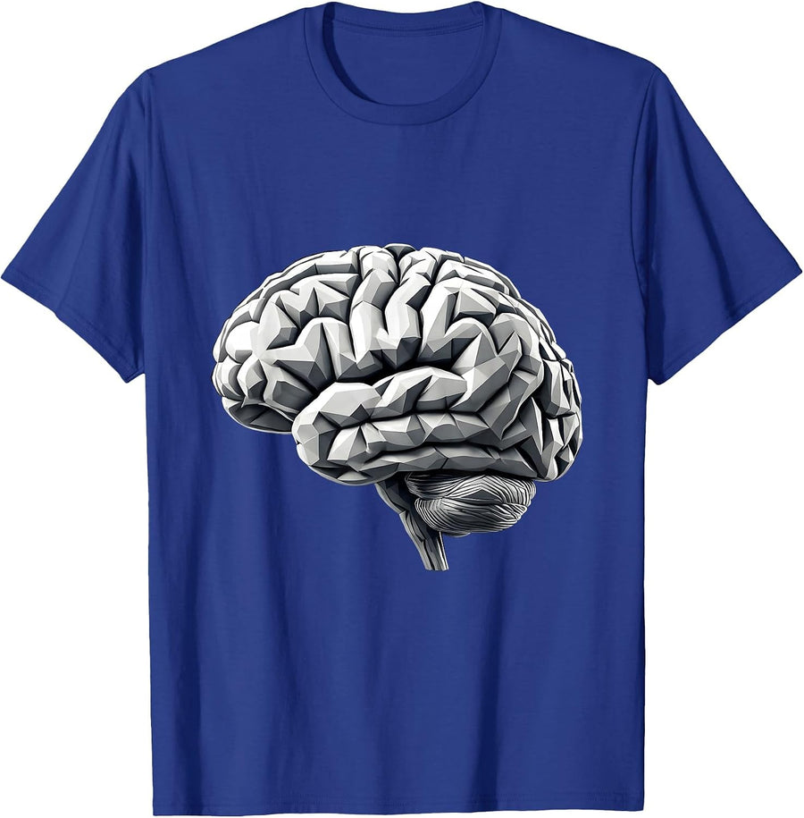 Geometric Brain Math Teacher Graphic Design T-Shirt - Royal Blue