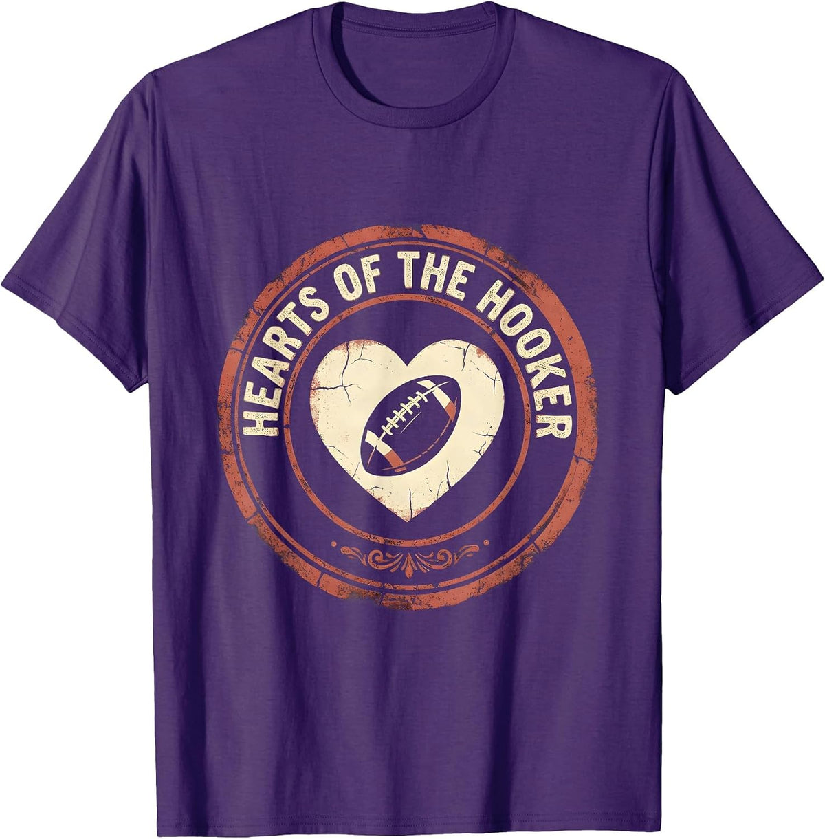 Men's Hearts of the Hooker Rugby Graphic Design T-Shirt - Purple