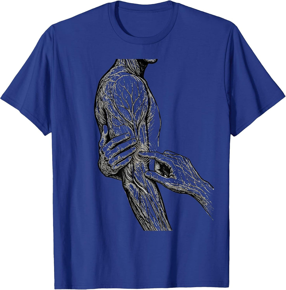 Anatomical Lines Massage Therapist Line Art Occupational T-Shirt - Royal Blue