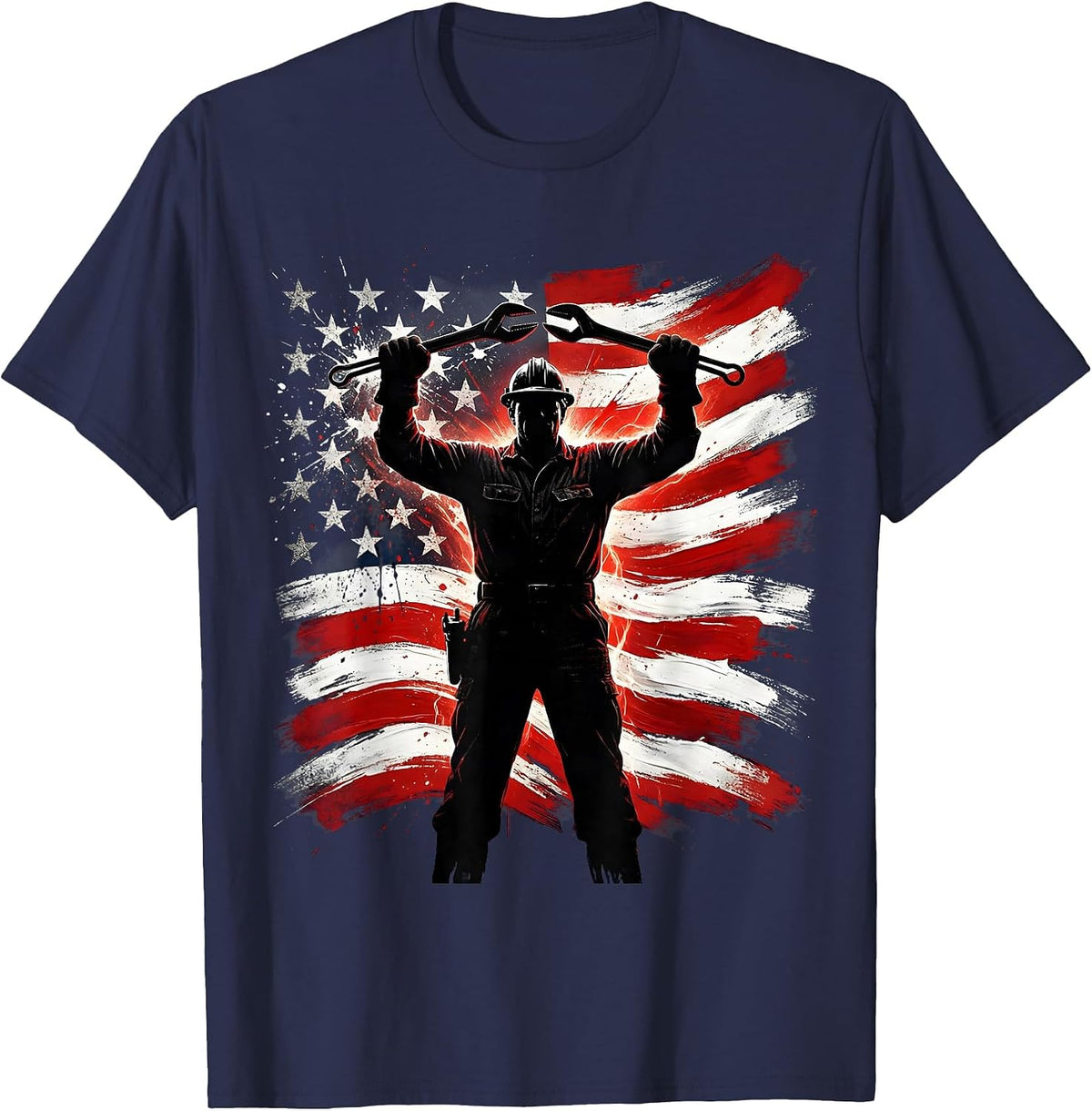 Men's True Patriot Steelworker Blazing Furnace Silhouette T-Shirt - Navy Blue