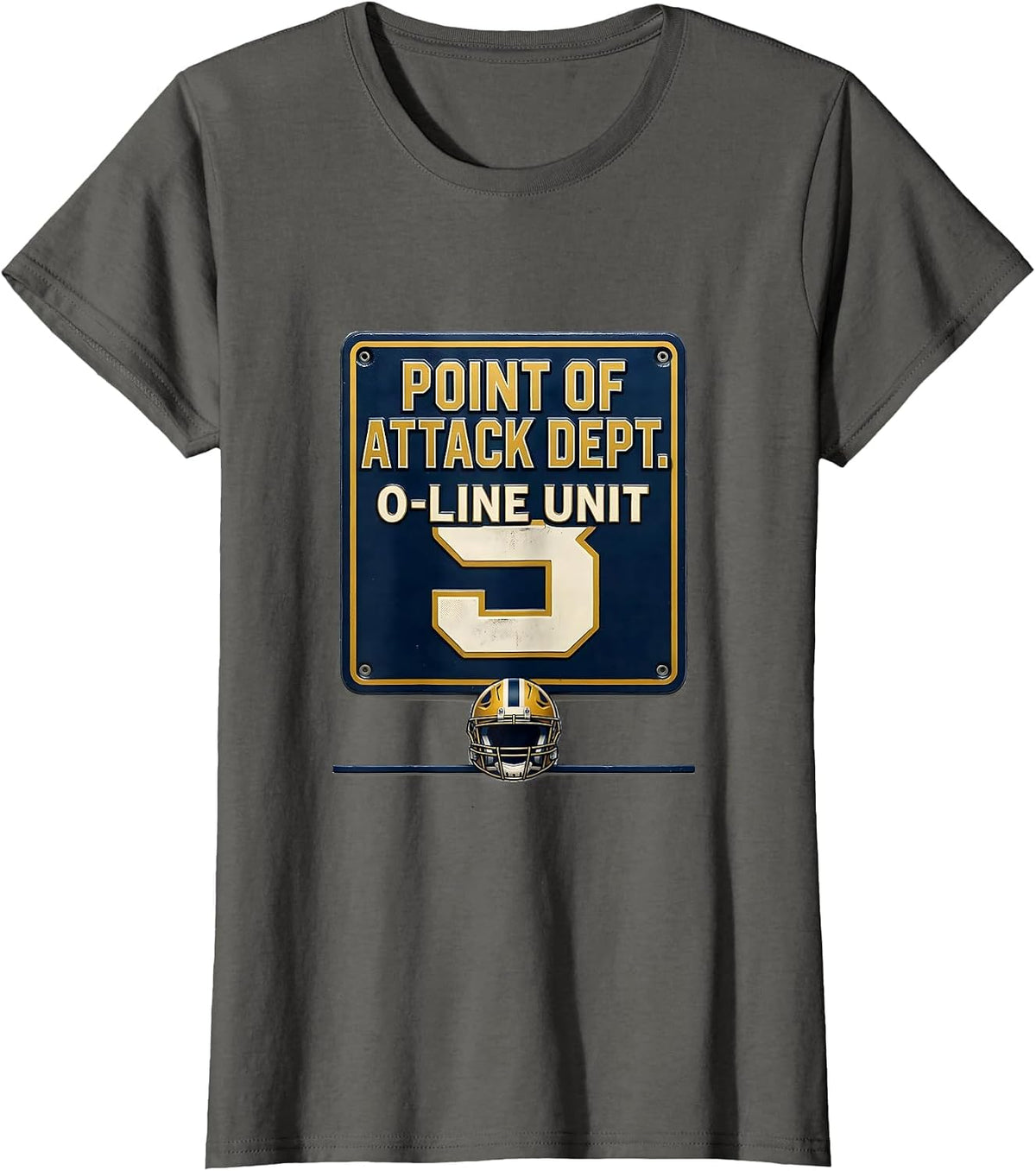 Women's Point Of Attack Dept. O-Line Unit Funny Football Lineman T-Shirt - Asphalt Grey