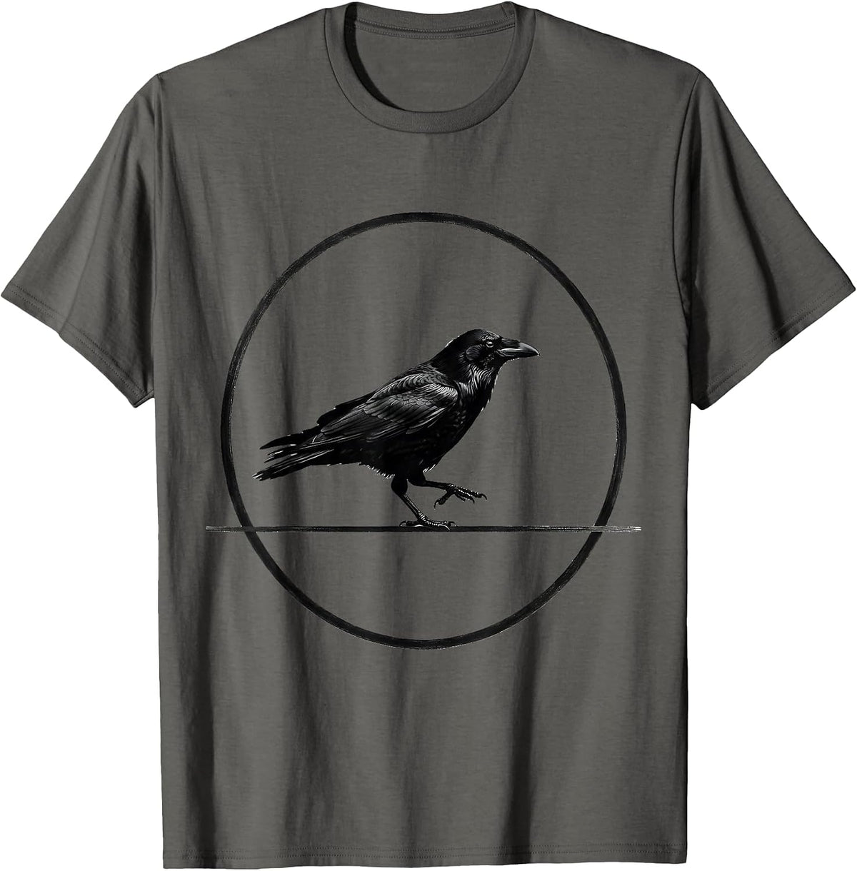 Crow Silhouette Dark Humor Gothic Raven Halloween T-Shirt - Asphalt Grey