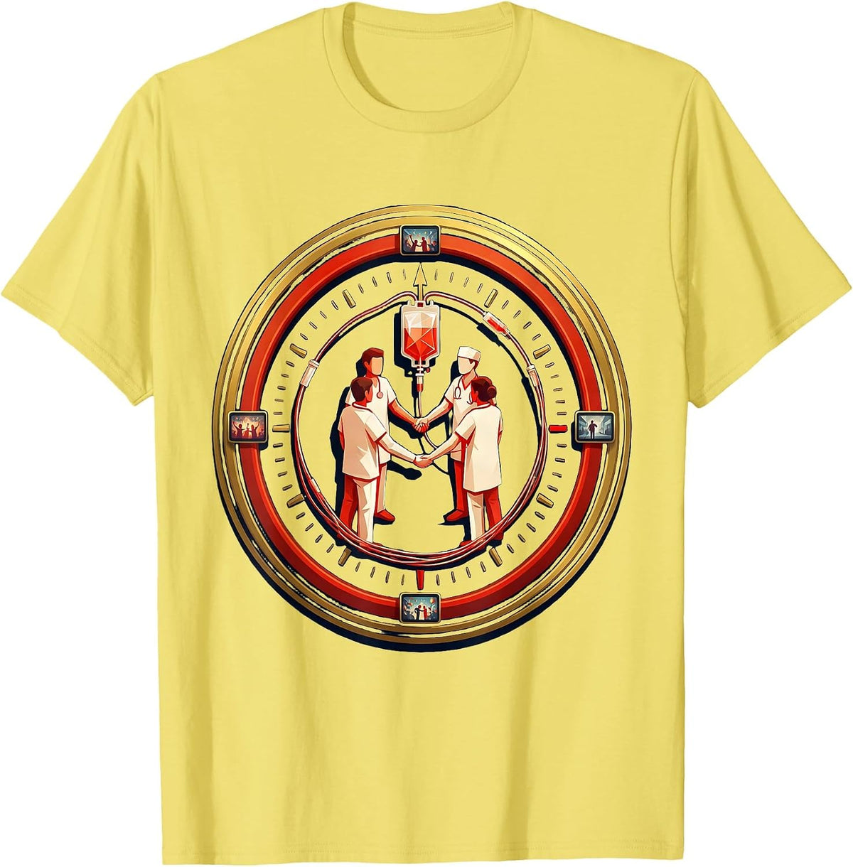 Men's Sealed Nurse Crew New Year Party Badge ICU ER L&D T-Shirt - Lemon Yellow