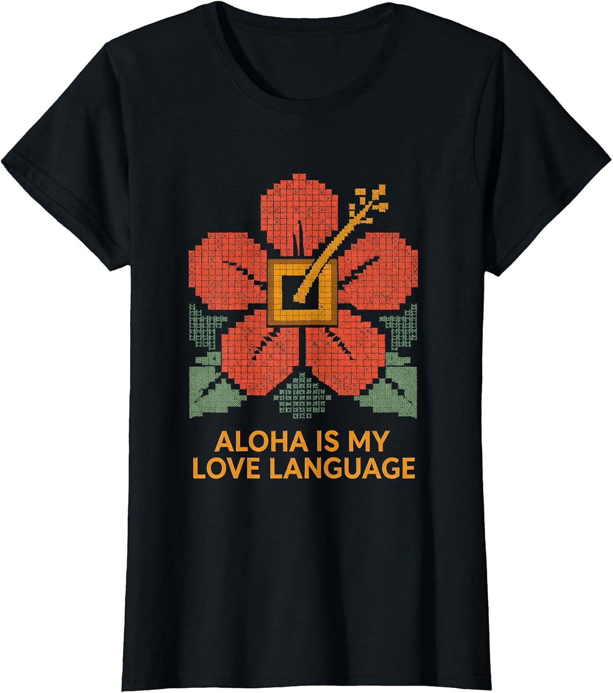 Aloha Is My Love Language Hawaiian Girls Design T-Shirt - Black