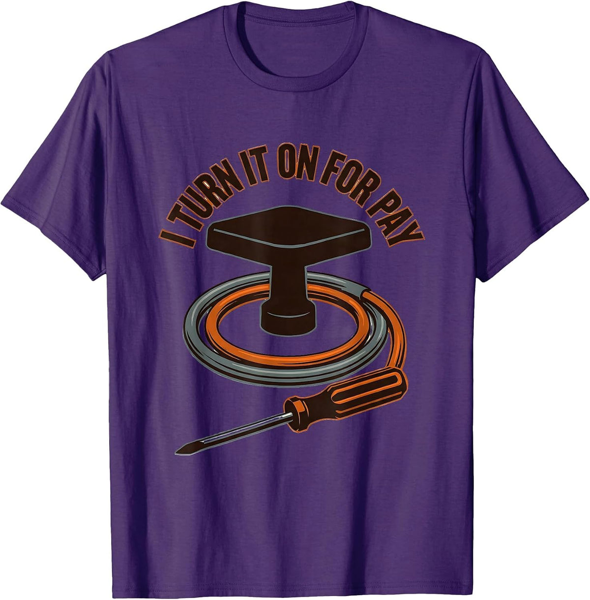 I Turn It On For Pay Funny Electrician Lineman Engineer T-Shirt - Purple