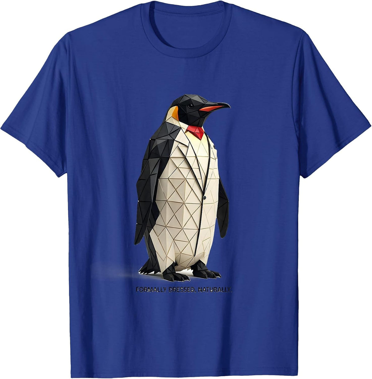 Men's Formally Dressed Naturally Geometric Penguin Lover Christmas T-Shirt - Royal Blue