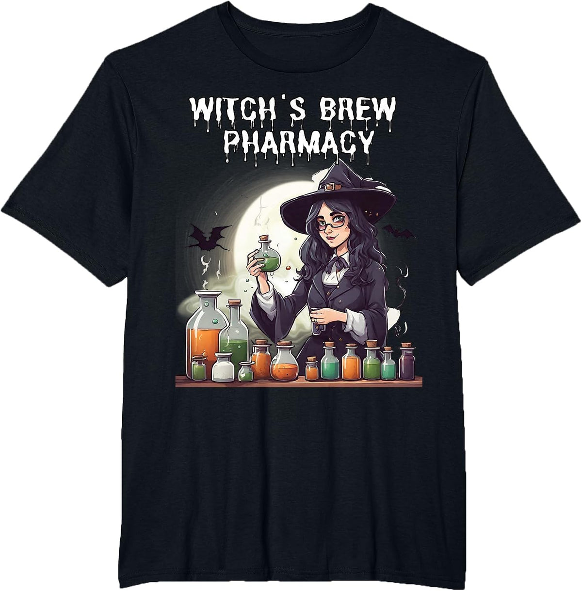 Witch's Brew Pharmacy Wizard Pharmacist Halloween Costume T-Shirt - Black