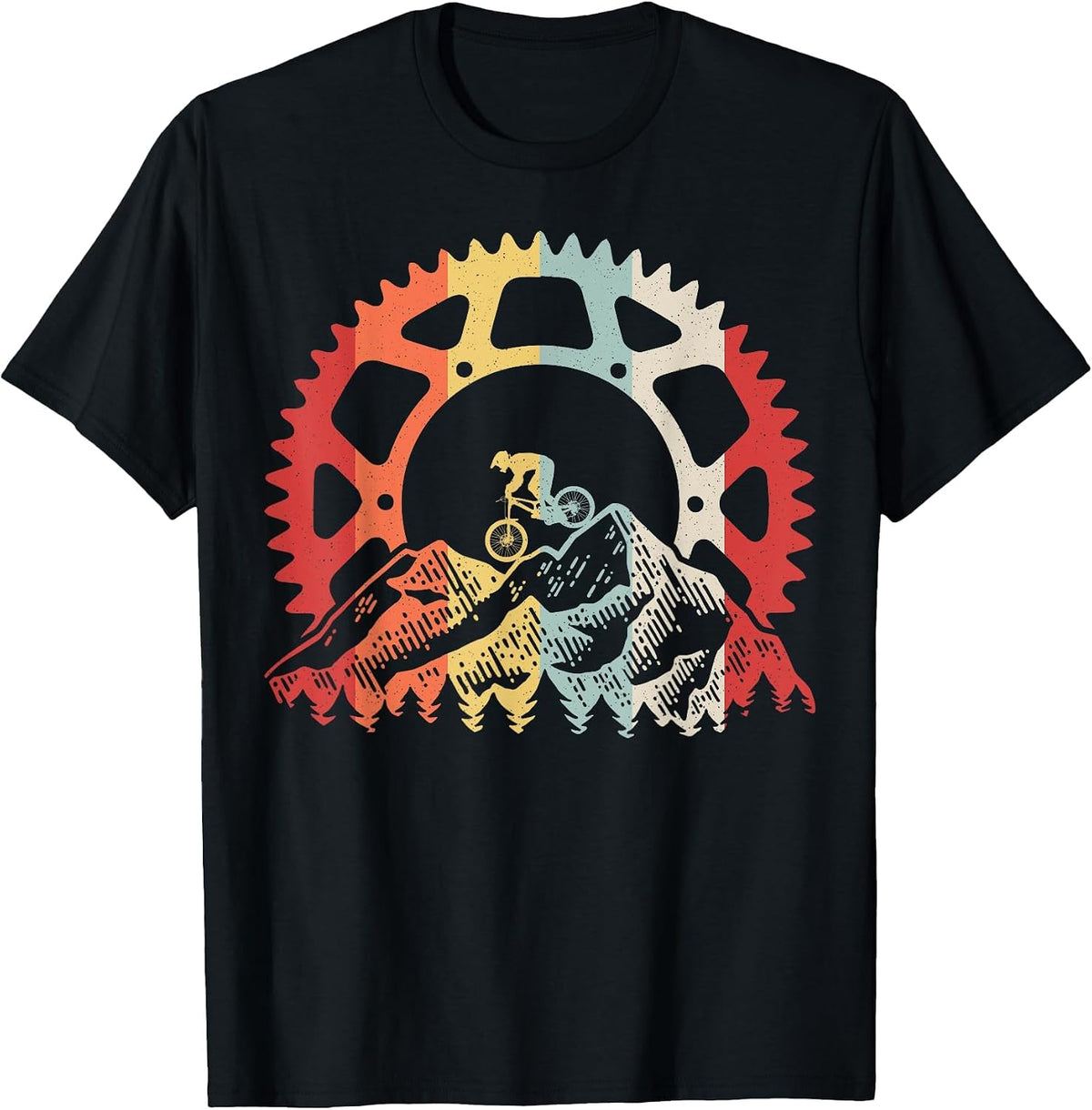 Mountain Biking Gear Retro Vintage MTB Bicycle Bike Rider T-Shirt - Black